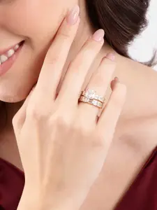 DressBerry Set of 2 Stone Studded Finger Ring