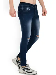 LINARIA Men Cotton Classic Slim Fit Slash Knee Light Fade Jeans