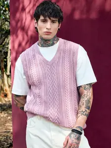 Snitch Bordeaux Men Cable Knitted Sweater Vest