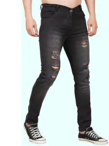 LINARIA Men Classic Low-Rise Light Fade Highly Distressed Slim Fit Jeans