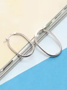 LeCalla 925 Sterling Silver-Plated Oval Shaped Hoop Earrings
