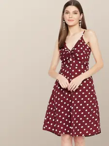 Chemistry Polka Dot Print Crepe Dress