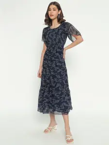 Raiyani Fashion Women Printed Flared Sleeves Fit & Flare Dress