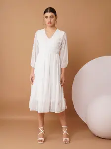 Chemistry Puff Sleeve Georgette Empire Midi Dress