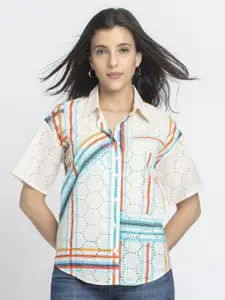 SHAYE Women Smart Relaxed Fit Cotton Abstract Printed Casual Shirt