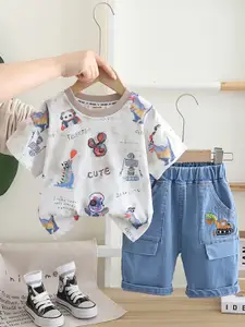 INCLUD Boys Printed Short Sleeves T-Shirt With Shorts