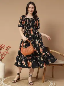 Raiyani Fashion Women Floral Print Fit and Flare Midi Dress