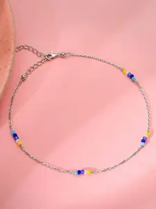 GIVA 925 Silver-Plated Artificial Beads Beaded Dawn Glow SingleAnklet