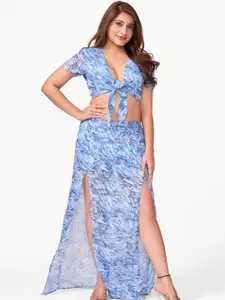 How When Wear Animal Printed Double Slit Skirt