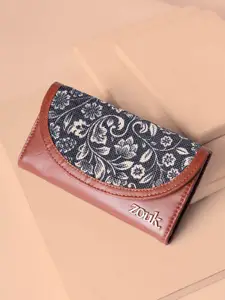 ZOUK Women Ethnic Motifs Printed Leather Card Holder FloMotif Kyra Flap Wallet