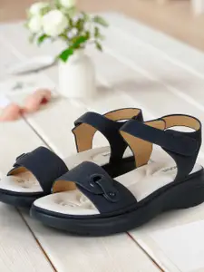 Mochi Self Design Wedge Heel Open Toe Sandals
