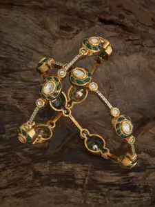 Kushal's Fashion Jewellery Embellished Bridal Set Of 2 Victorian-Plated Kundan- Bangles