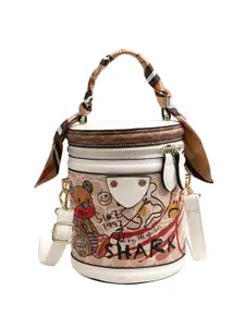 CORSICA Printed PU Half Moon Satchel with Tasselled