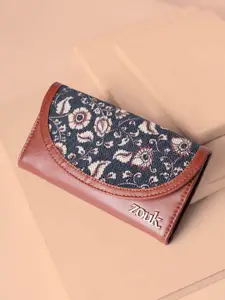 ZOUK Women Chittoor Blue Kalamkari Kyra Flap Wallet