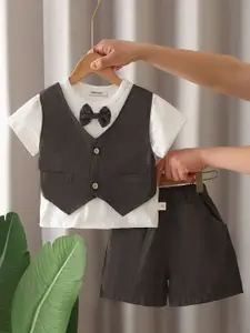 INCLUD Boys T-shirt With Attached Waistcoat & Shorts