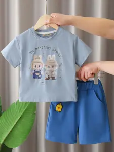 INCLUD Boys Printed Short Sleeves T-Shirt With Shorts