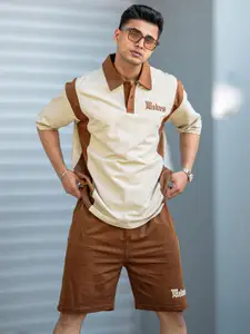 Maniac Printed Pure Cotton Polo Collar T-Shirt With Shorts Co-Ords