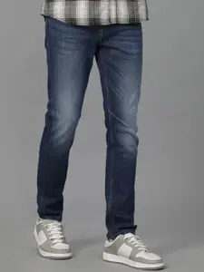 Voi Jeans Men Whiskers and Chevrons Relaxed Fit Light Fade Stretchable Jeans