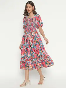 Raiyani Fashion Women Floral Printed Fit & Flare Midi Dress