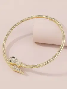 KRENOZ Gold-Plated Snake Choker Necklace