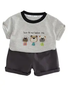 StyleCast x Revolte Boys Striped Pure Cotton T-shirt With Shorts