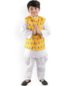 BAESD Boys Mandarin Collar Kurta With Pyjamas & Jacket