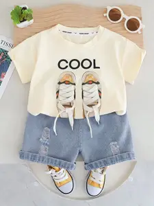 StyleCast x Revolte Boys Graphic Printed Pure Cotton T-shirt With Shorts