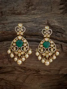 Kushal's Fashion Jewellery Embellished Bridal Victorian-Plated Contemporary Kundan Earrings