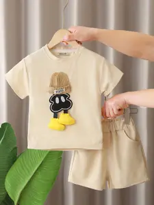 INCLUD Boys Cartoon Patched T-shirt with Shorts