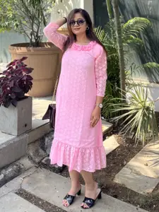 Bhanderi Fashion Self Design A-Line Midi Dress