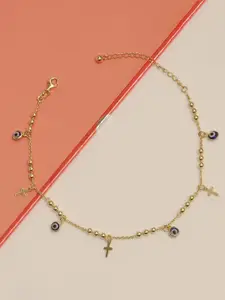 LeCalla Silver-Plated Artificial Stones and Beads Anklet