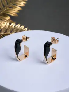 Designbox Twisted  Enamelled Square Shaped Half Hoop Earrings