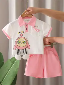 INCLUD Boys Cartoon Printed Polo Collar T-shirt With Shorts