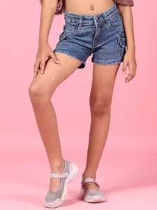 V-Mart Girls Washed Denim Regular Fit Shorts