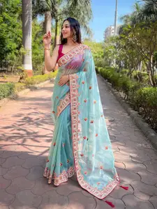Anouk Floral Embroidered Tissue Saree