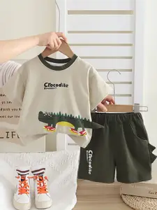 INCLUD Boys Printed Round Neck T-shirt With Shorts