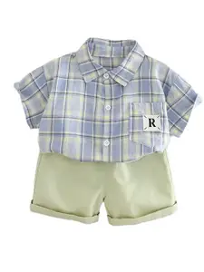 StyleCast x Revolte Boys Checked Pure Cotton Shirt With Shorts