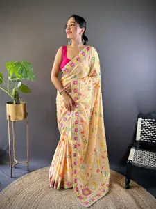 Anouk Floral Embroidered Silk Blend Saree