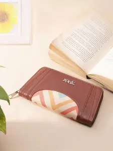 ZOUK Women Geometric Printed Leather Zip Around Wallet