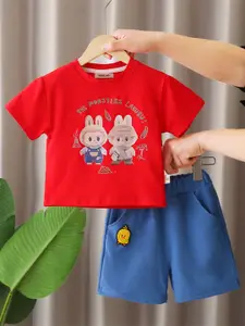 INCLUD Boys Printed Short Sleeves T-Shirt With Shorts