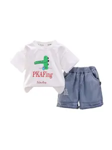 StyleCast x Revolte Boys Printed Round Neck T-shirt With Shorts