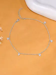 GIVA 925 Silver-Plated Star Charmed Anklet