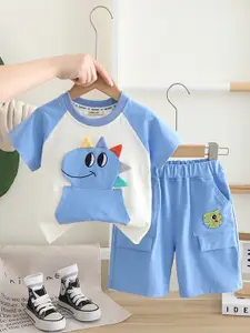 INCLUD Boys Embroidered Raglan Sleeves T-shirt With Shorts