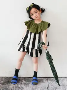 StyleCast x Revolte Girls Striped Round Neck Top with Shorts