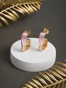 Designbox Twisted Square Shaped Enamelled Half Hoop Earrings