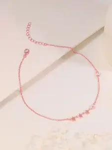 GIVA 925 Silver Rose Gold-Plated Tetrad Stars Anklet