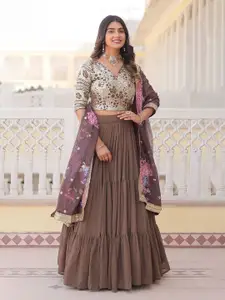 Fashion Basket Printed Unstitched Lehenga & Ready to Wear Blouse With Dupatta