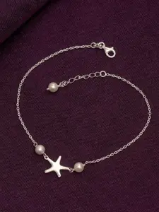 LeCalla Silver-Plated Artificial Stones and Beads Anklet