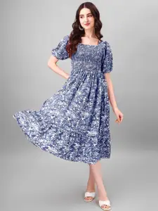 Raiyani Fashion Floral Print A-Line Midi Dress