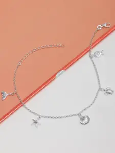 LeCalla Silver-Plated Artificial Stones and Beads Anklet